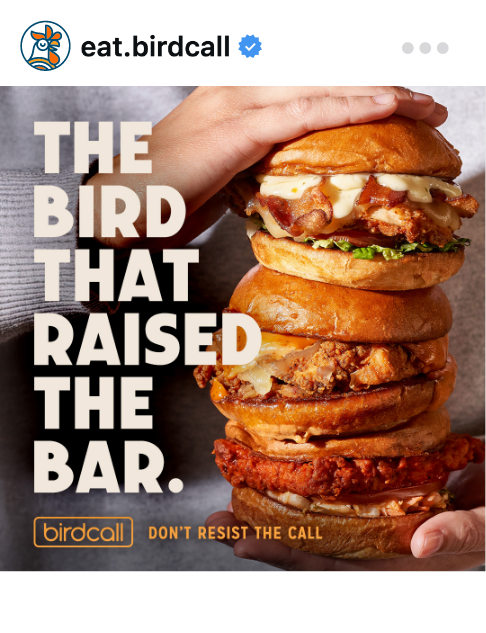 birdcall social post of sandwiches screenshot