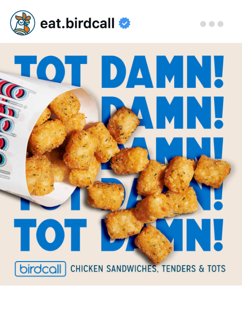 birdcall social post of tots screenshot